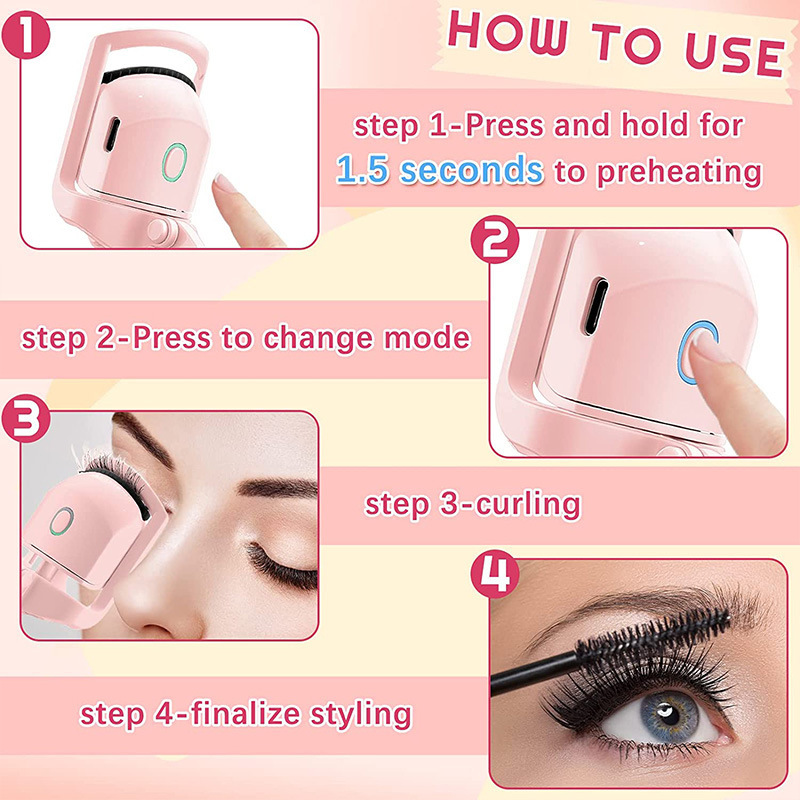 self charging electric eyelash curler for long lasting perfectly curled lashes details 4