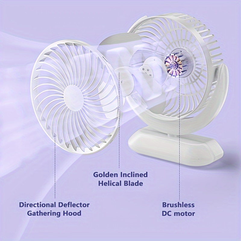  type wireless fan silent operation 3 speeds suitable for bedroom study room dormitory more usb powered with rechargeable battery details 1