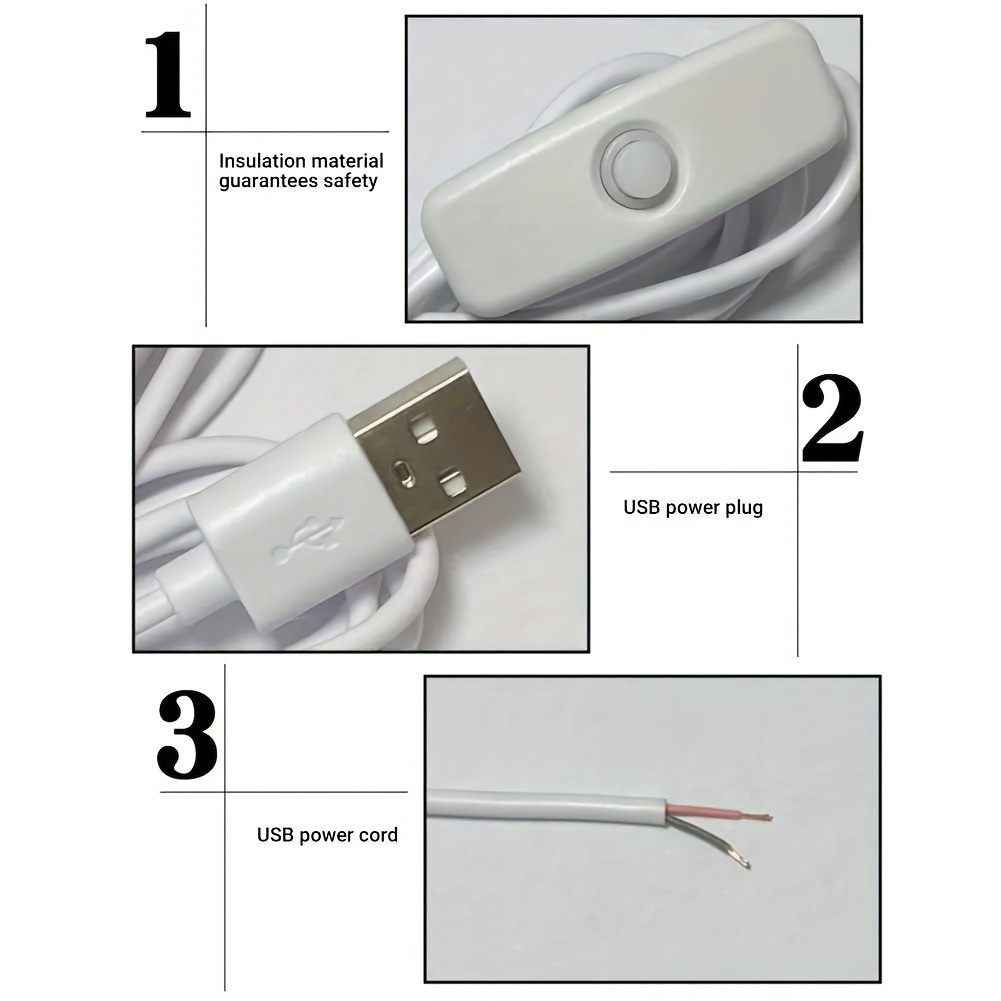 2pcs 5pcs 10pcs usb extension cable connector 1m usb power cable led chips light on off switch electrical wire details 4