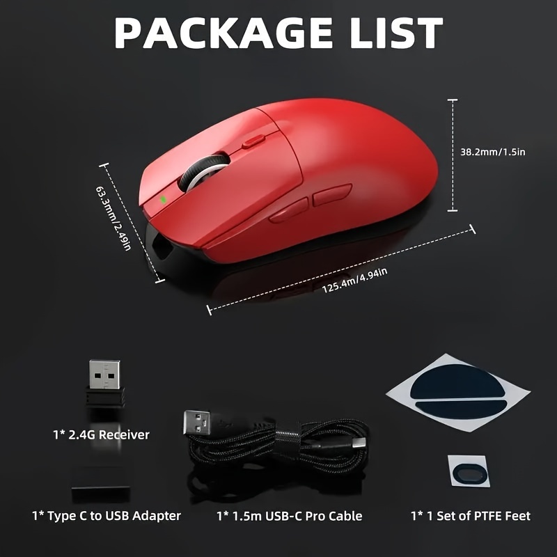 aj139   gaming mouse ultra lightweight 59g with dual mode type c wired 2 4ghz usb receiver up to 26000dpi 6 programmable button ergonomic   for ps4   details 0