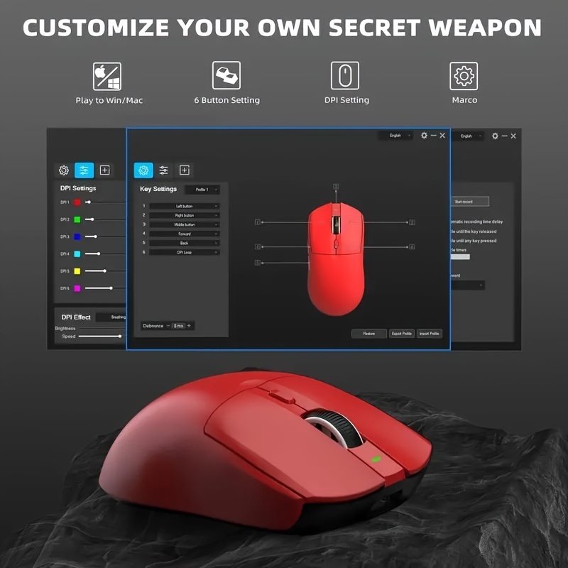 aj139   gaming mouse ultra lightweight 59g with dual mode type c wired 2 4ghz usb receiver up to 26000dpi 6 programmable button ergonomic   for ps4   details 3