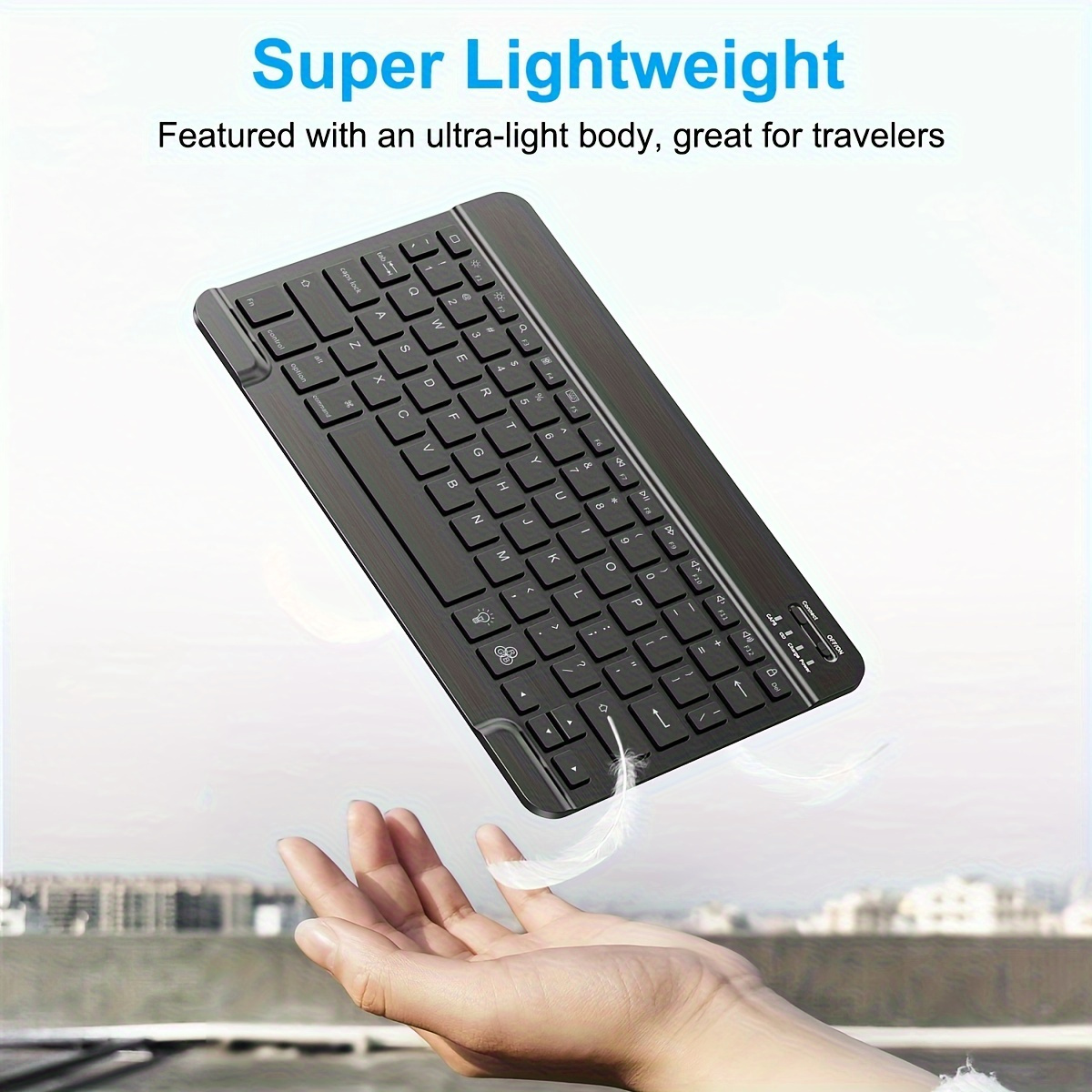 portable mini wireless 10 inch keyboard suitable for ipad pro mini air rechargeable ultra thin wireless keyboard suitable for iphone samsung tablet smartphone for ios android windows details 0