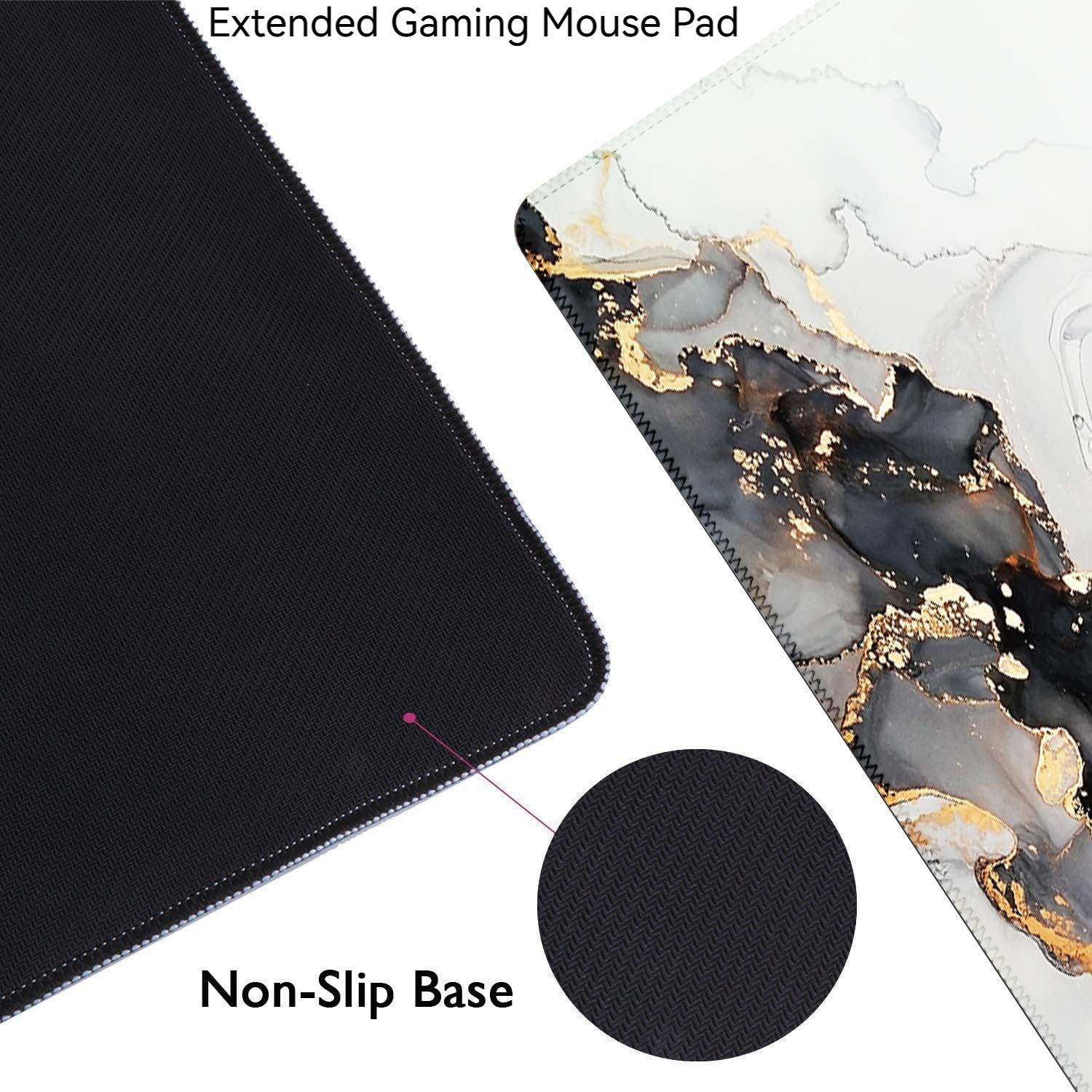 x large gaming mouse pad 35 4x15 7 in 40x90cm non slip rubber base with stitched edges waterproof keyboard and mouse mat for home and office desktops details 0