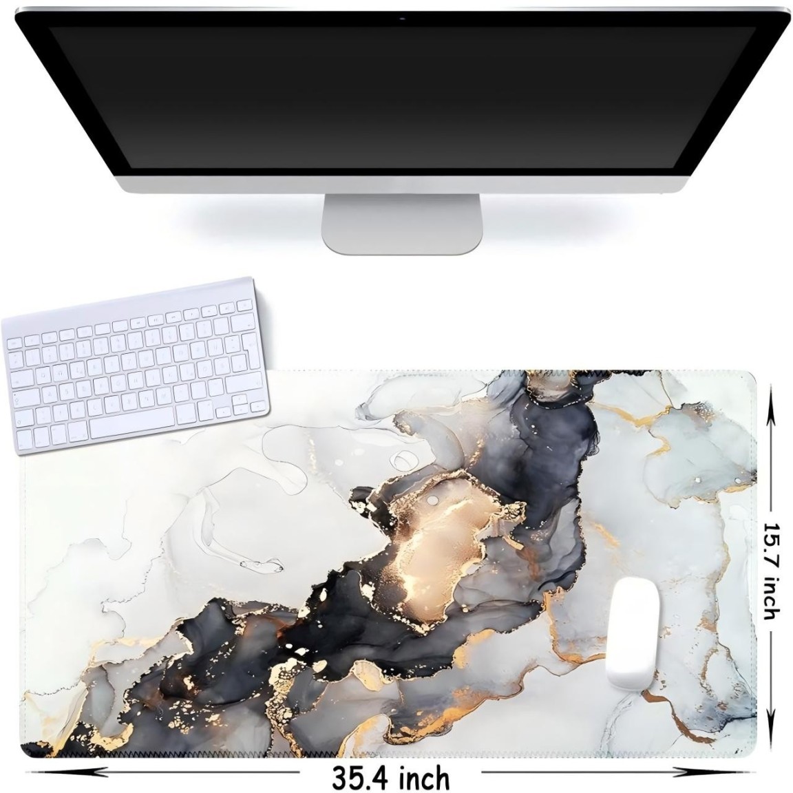 x large gaming mouse pad 35 4x15 7 in 40x90cm non slip rubber base with stitched edges waterproof keyboard and mouse mat for home and office desktops details 4