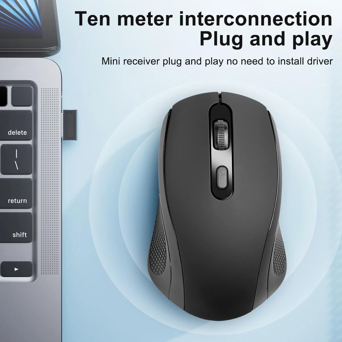 ergonomic 2 4g wireless mouse streamlined body design plug and play stability with low latency portable for laptop plastic material   wireless functionality no battery included details 0