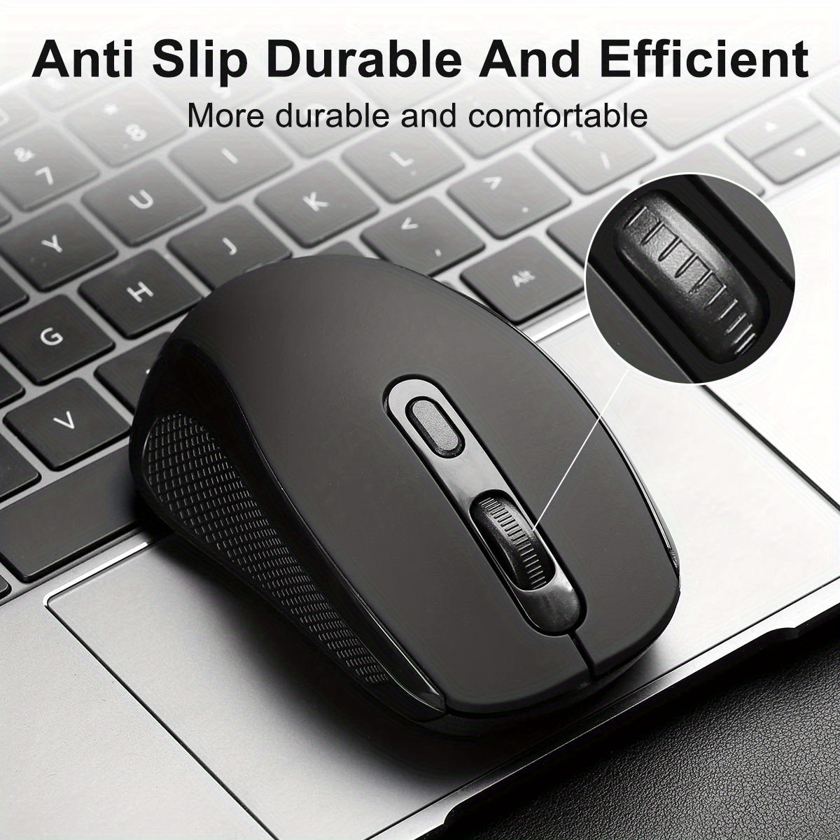 ergonomic 2 4g wireless mouse streamlined body design plug and play stability with low latency portable for laptop plastic material   wireless functionality no battery included details 1