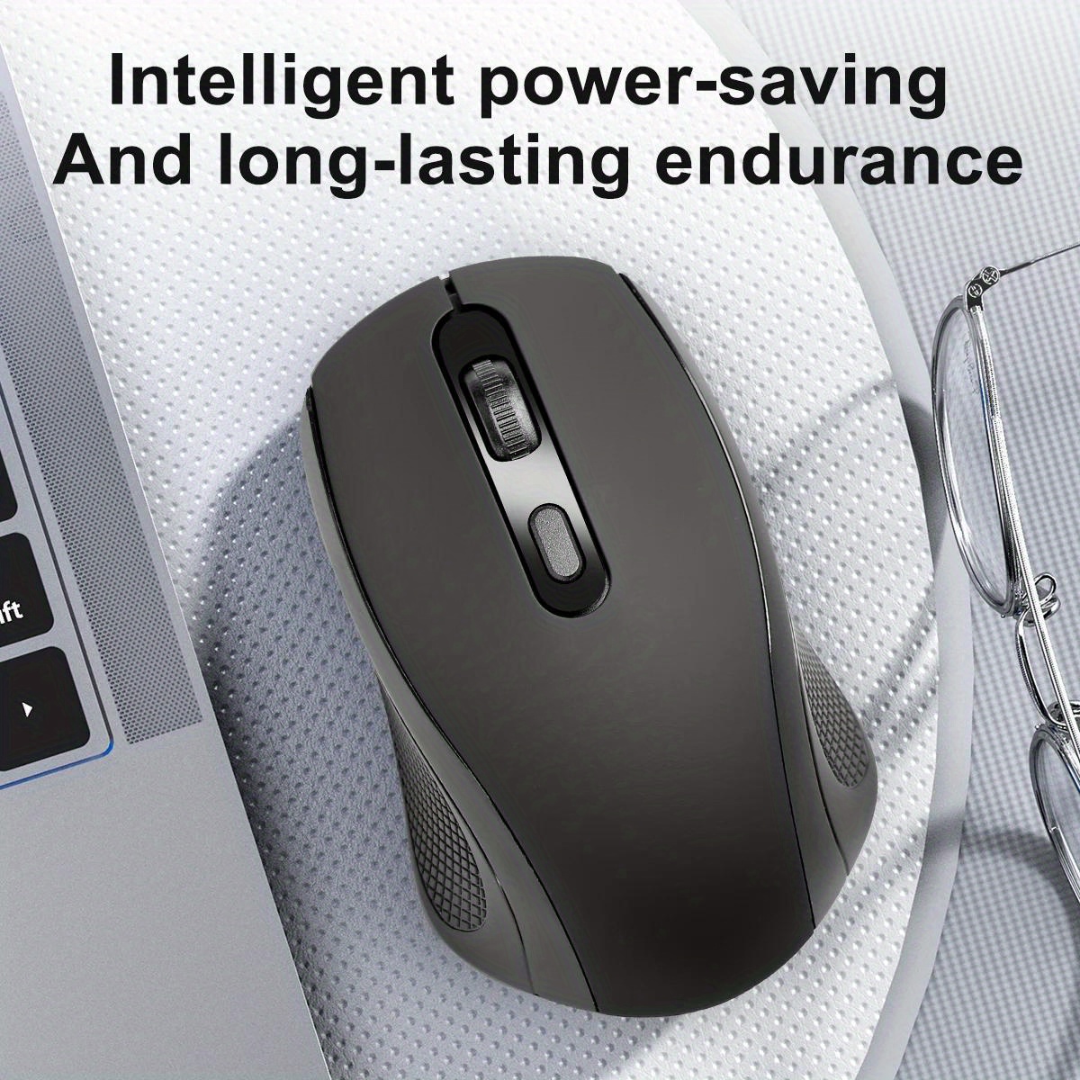 ergonomic 2 4g wireless mouse streamlined body design plug and play stability with low latency portable for laptop plastic material   wireless functionality no battery included details 3