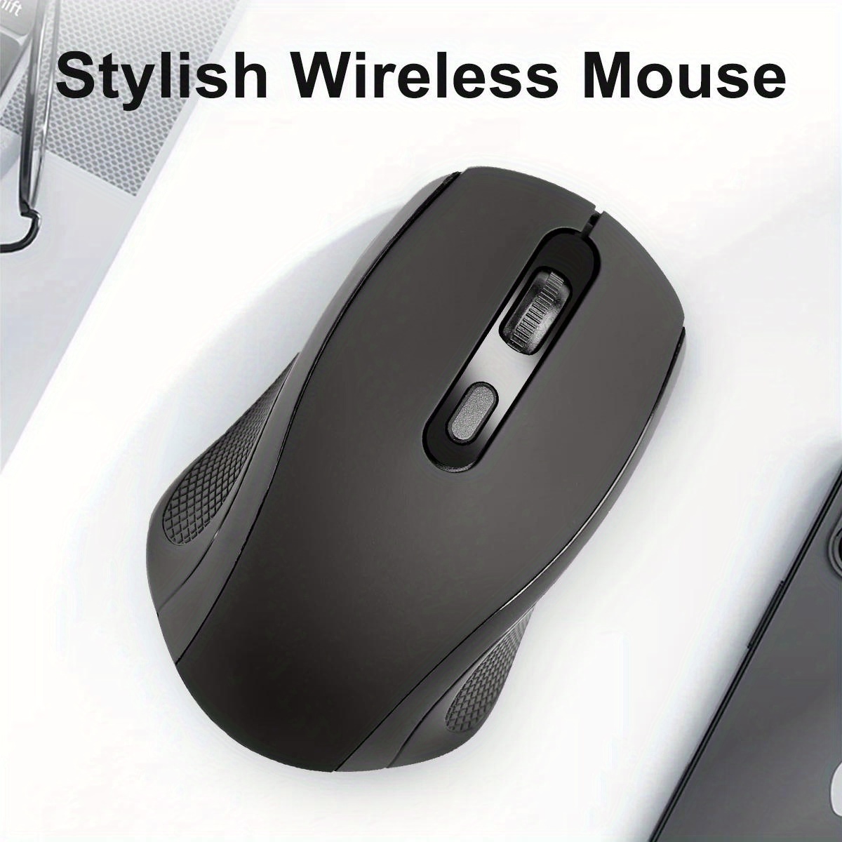 ergonomic 2 4g wireless mouse streamlined body design plug and play stability with low latency portable for laptop plastic material   wireless functionality no battery included details 4