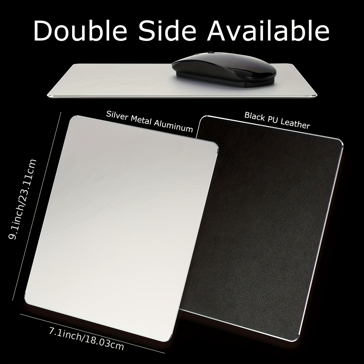 metal aluminum mouse pad office and gaming thin hard mouse mat double sided waterproof fast and accurate control mousepad for laptop computer and pc details 0