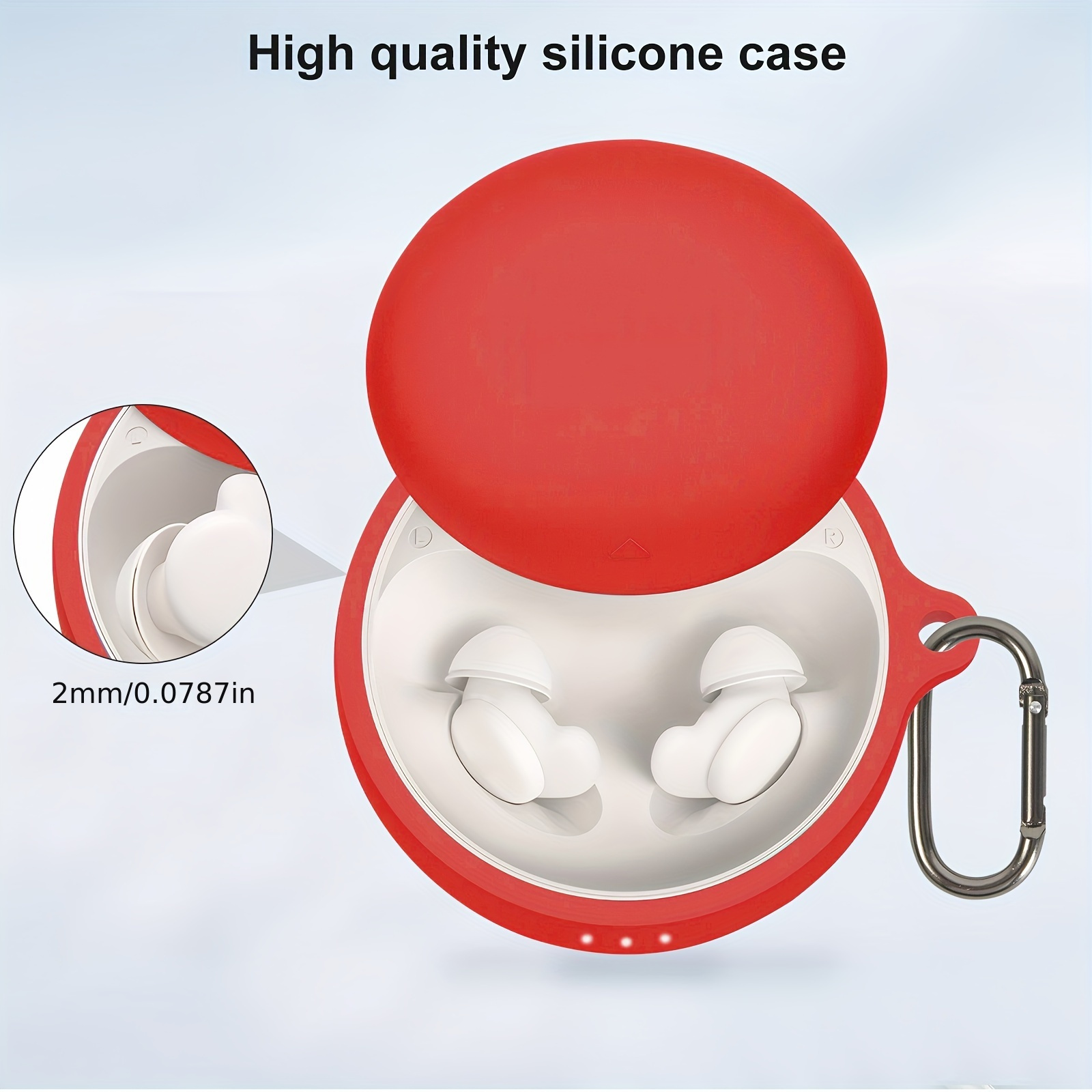 for     a20 case cover with carabiner soft silicone shockproof case for     a20 wireless earbuds cover front led visible protective skin case red details 2