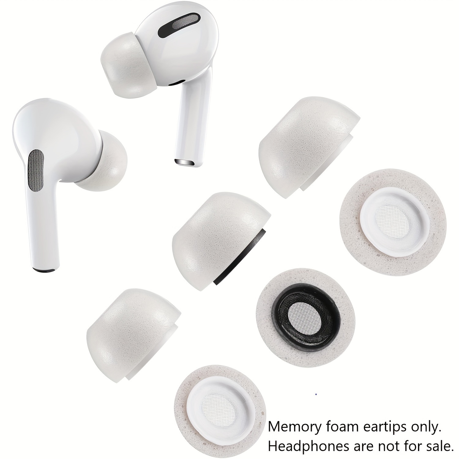 memory foam replacement premium ear tips for   pro wireless earbuds   noise reduction anti slip eartips fit in the charging case easy install 3 paris mixed sizes details 0