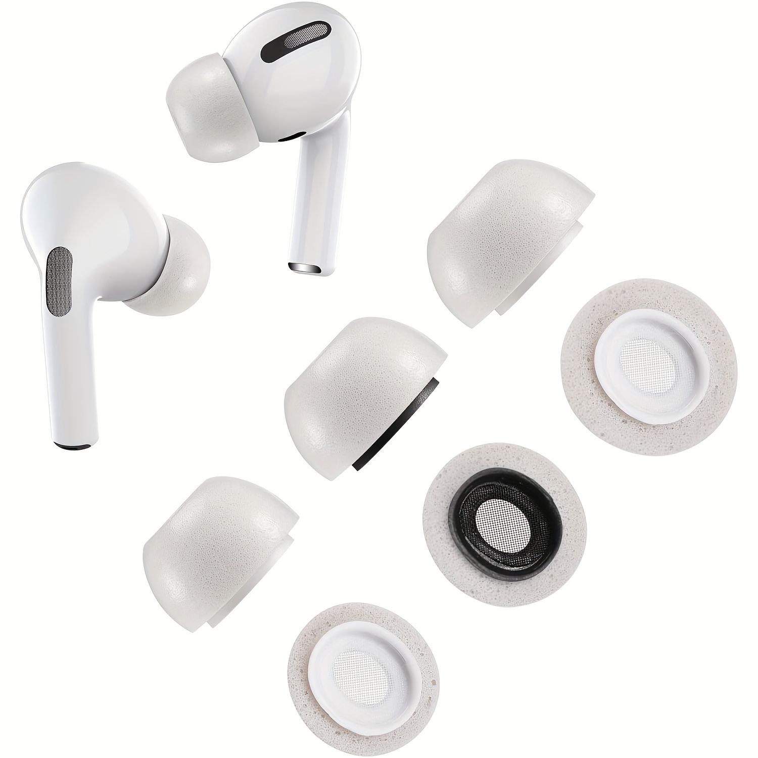 memory foam replacement premium ear tips for   pro wireless earbuds   noise reduction anti slip eartips fit in the charging case easy install 3 paris mixed sizes details 2