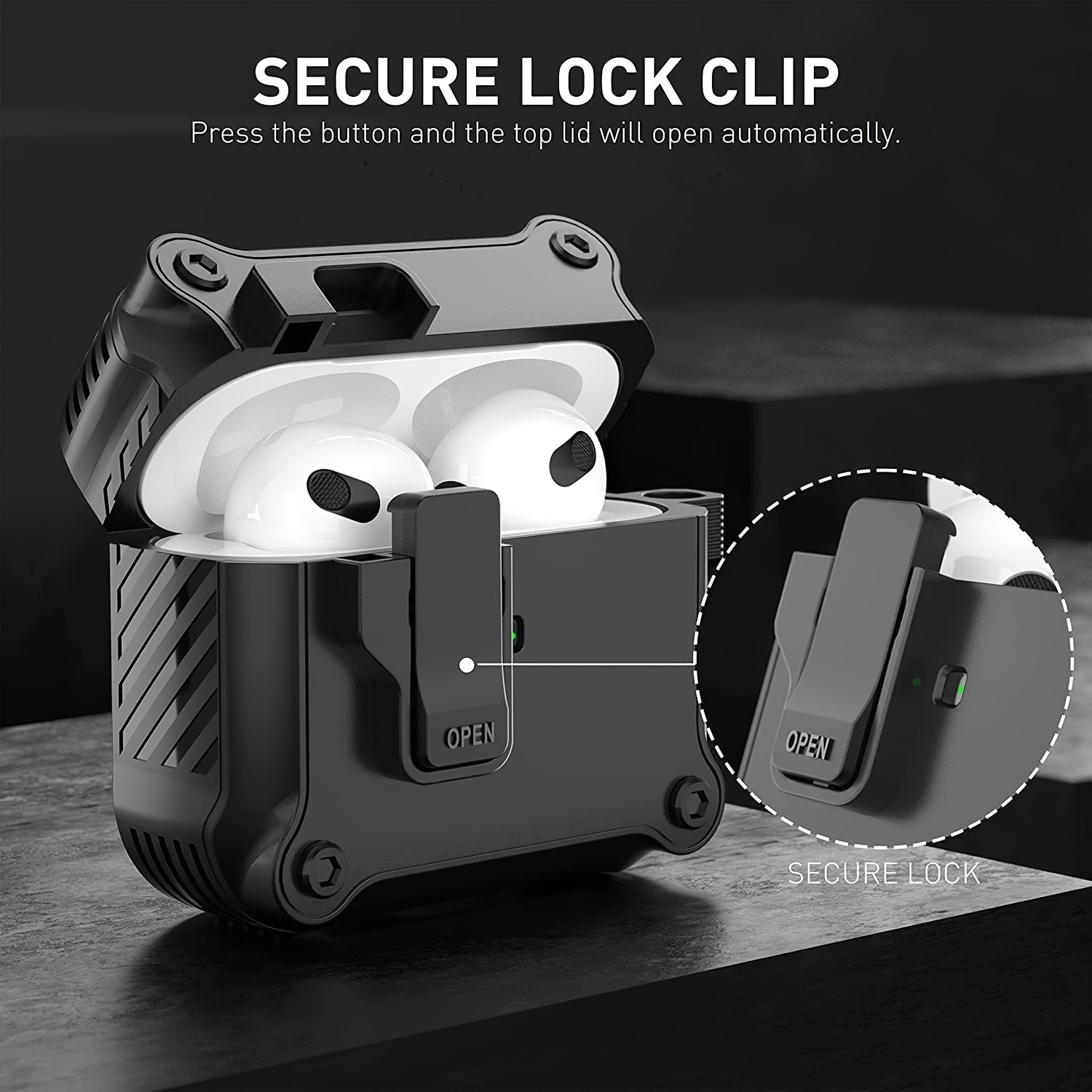 protective case for   3rd gen shockproof cover with upgraded pop up padlock and keychain headphone cases details 0