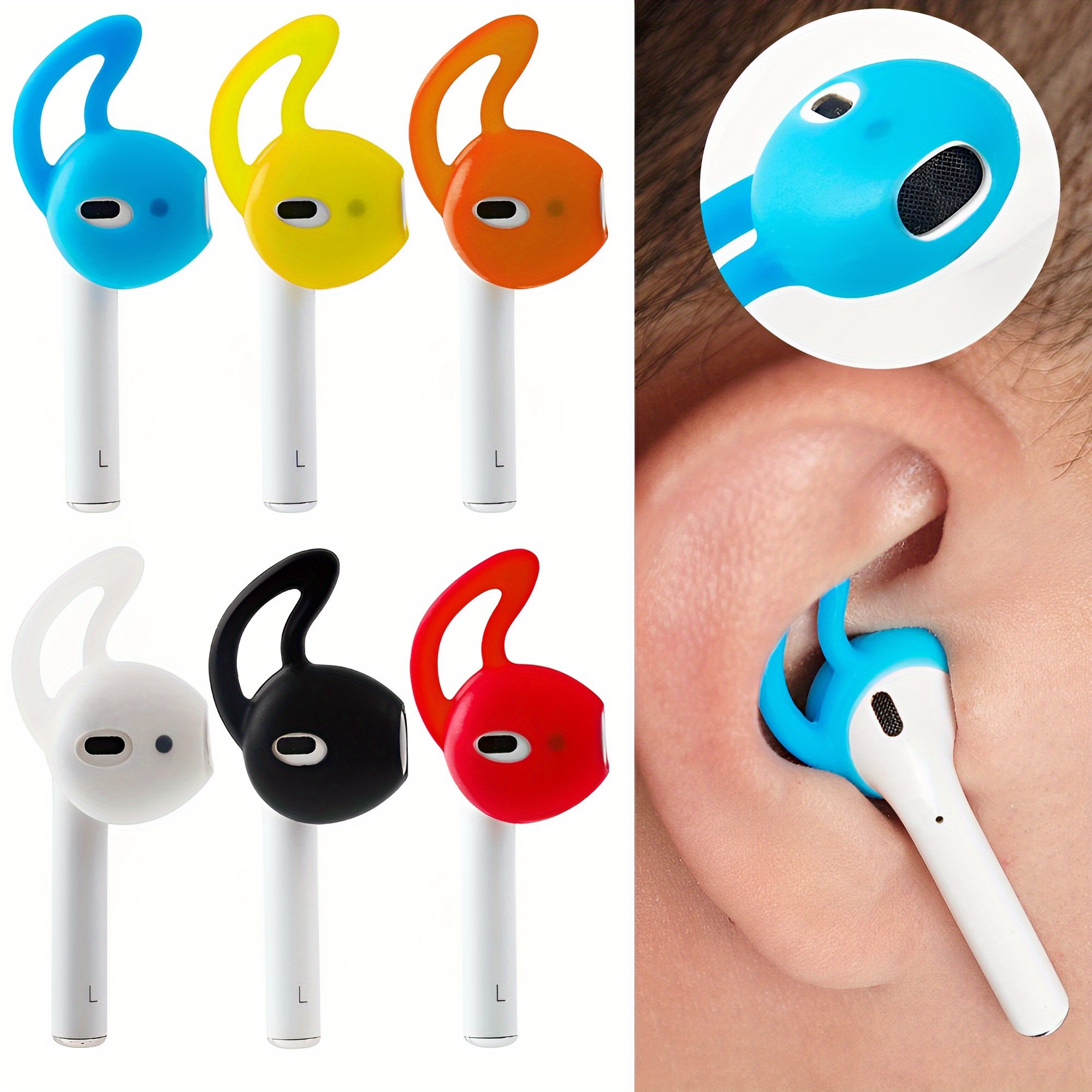 1 pair secure and comfortable anti slip silicone ear tips and hooks for earphones enhance sound quality and prevent ear fatigue for women men details 1