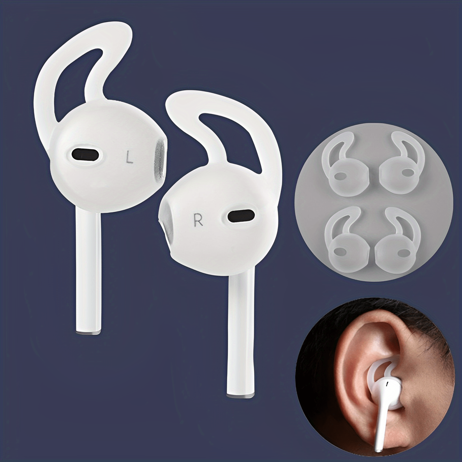 1 pair secure and comfortable anti slip silicone ear tips and hooks for earphones enhance sound quality and prevent ear fatigue for women men details 2