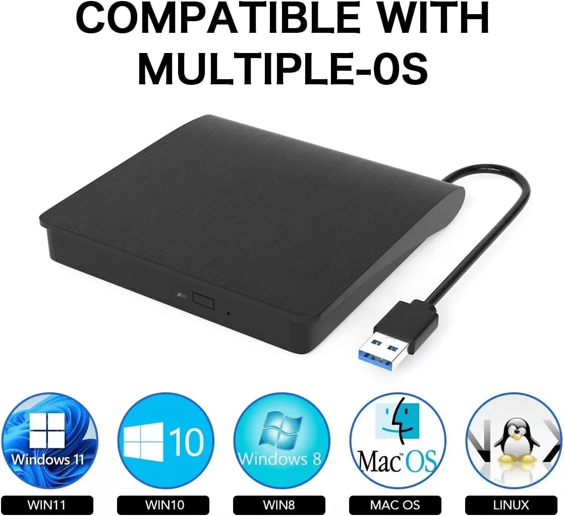 slim external cd dvd rw drive usb 3 0 writer burner player black for laptop pc details 1