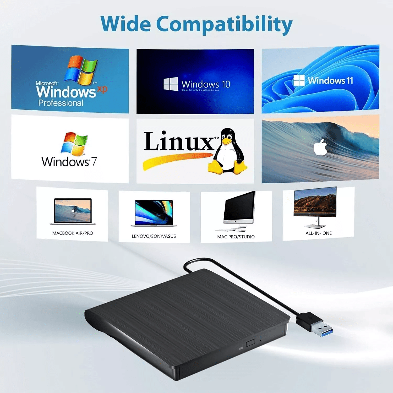 slim external cd dvd rw drive usb 3 0 writer burner player black for laptop pc details 4