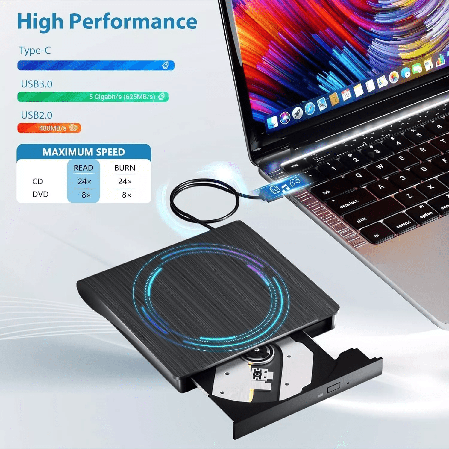 slim external cd dvd rw drive usb 3 0 writer burner player black for laptop pc details 6