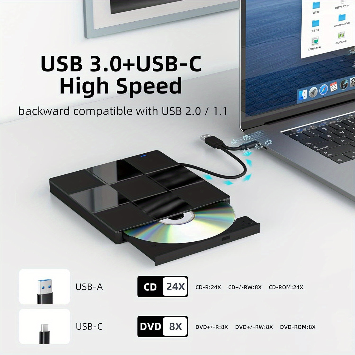 plug play usb 3 0 external dvd drive high speed optical recorder for laptops compatible with windows 11 10   os details 3