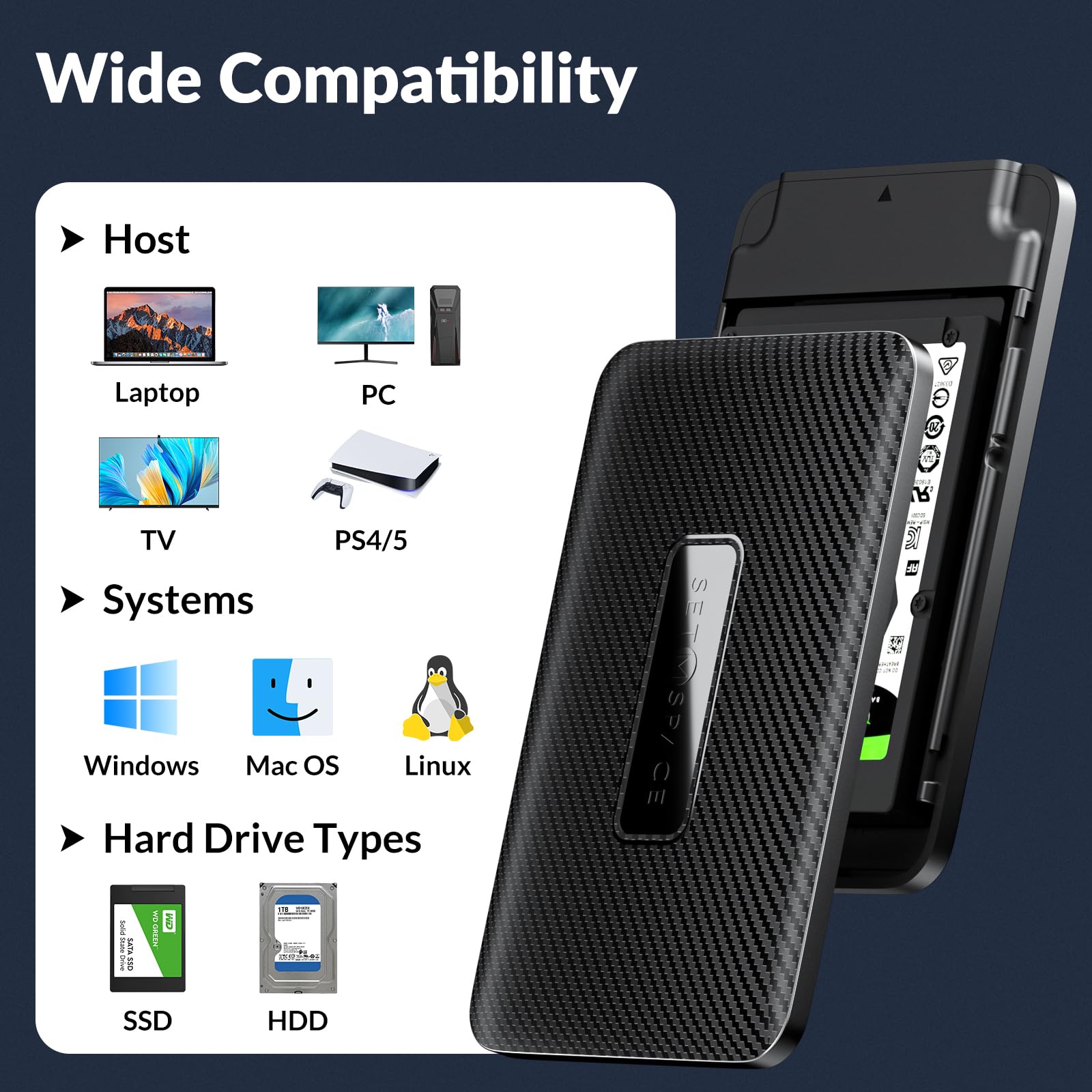 sata enclosure 2 5 external hard drive enclosure carbon fiber texture 2 5 ssd enclosure details 5