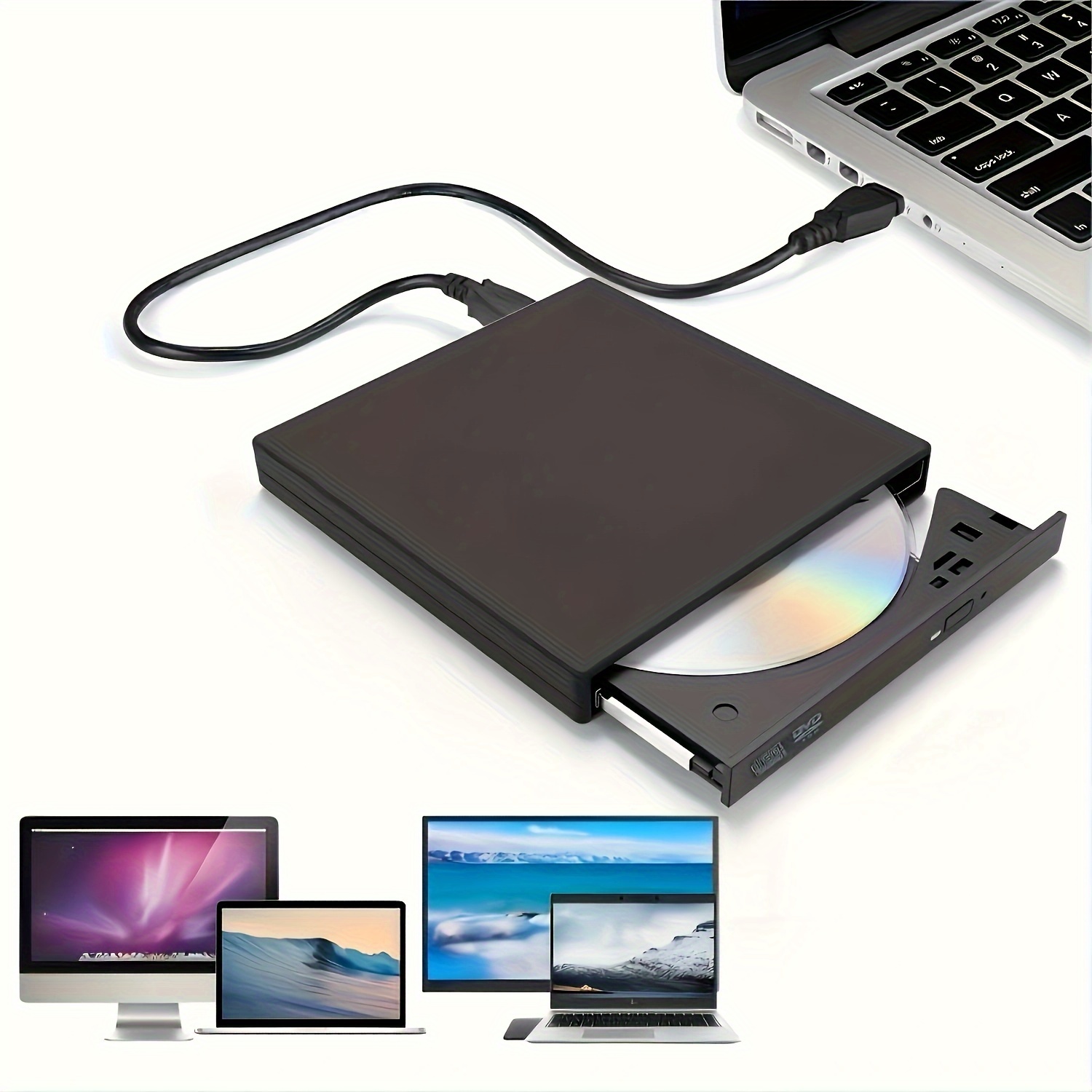 external cd dvd drive usb 2 0 slim protable external cd rw drivedvd rw burner writer player for laptop notebook pc desktop computer details 2