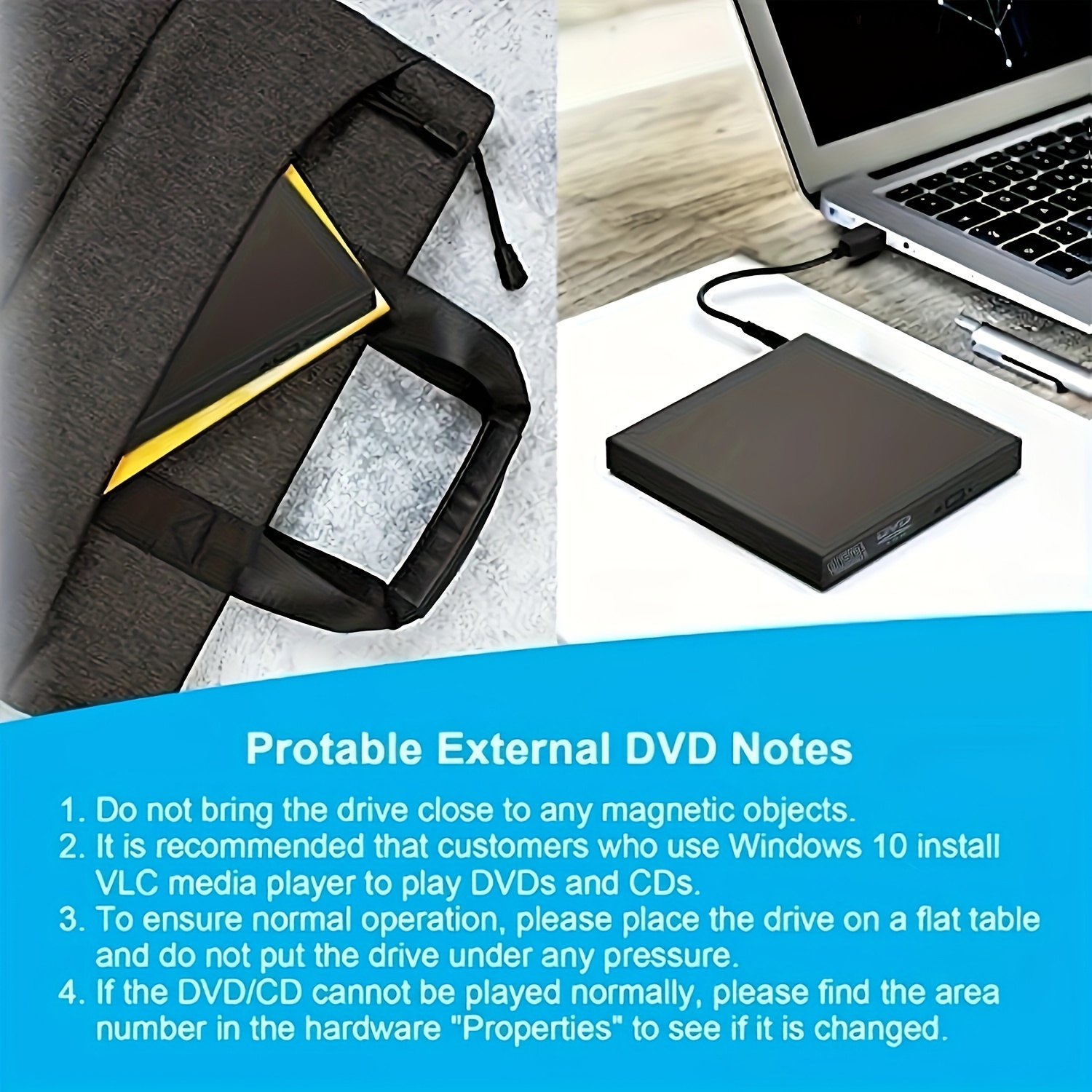 external cd dvd drive usb 2 0 slim protable external cd rw drivedvd rw burner writer player for laptop notebook pc desktop computer details 4