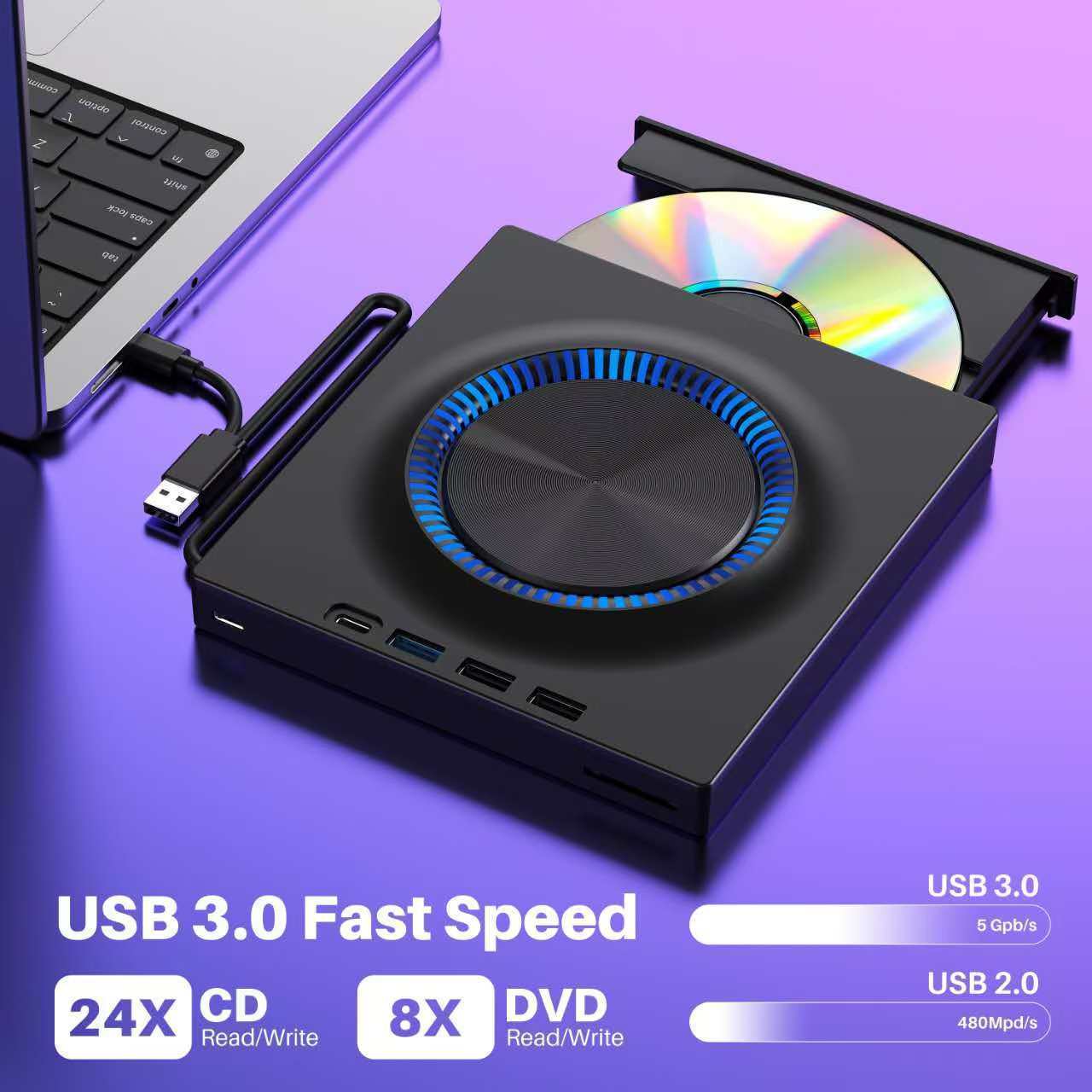 luminous 3 usb 3 0 external cd dvd drive typ c portable cd dvd rw drive with sd card reader cd rom burner compatible with windows linux and   operating systems details 5