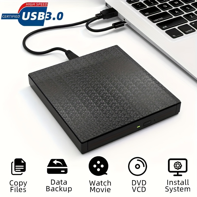 high speed usb c usb 3 0 external dvd drive cd dvd rw burner with sd tf card reader dual ports for charging compatible for windows for macbook laptops desktops details 5