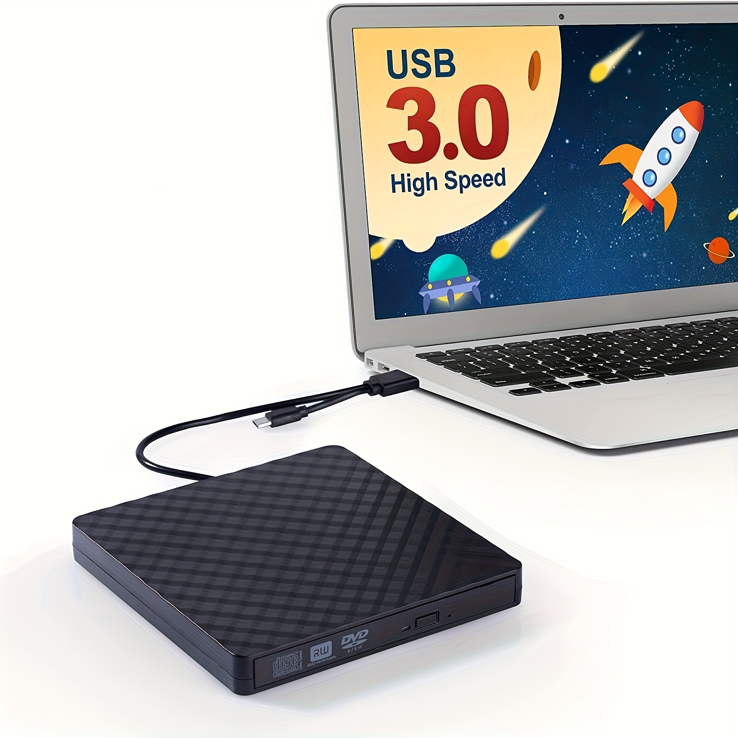 usb 3 0 usb c external cd dvd rw drive high speed data transfer plug play optical disk drive with burning rewriting capability for laptops desktops windows 11 10 8 7 surface   pro air details 4