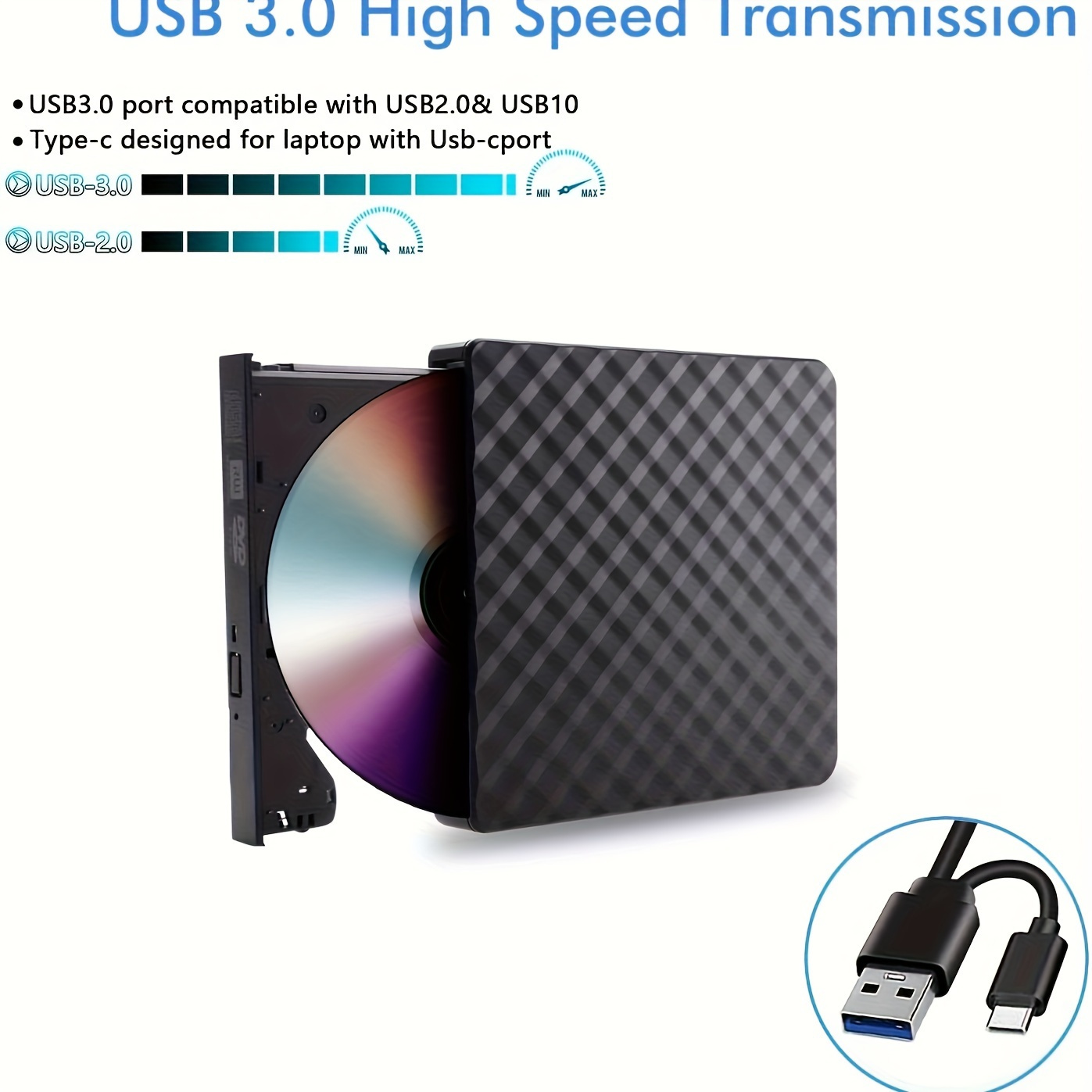 usb 3 0 usb c external cd dvd rw drive high speed data transfer plug play optical disk drive with burning rewriting capability for laptops desktops windows 11 10 8 7 surface   pro air details 6