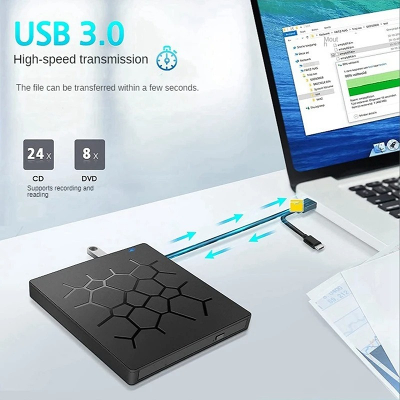 6 in 1 usb 3 0 ultra slim portable cd burner external disk drive optical compatible with laptop desktop   windows 11 10 8 7 linux details 3