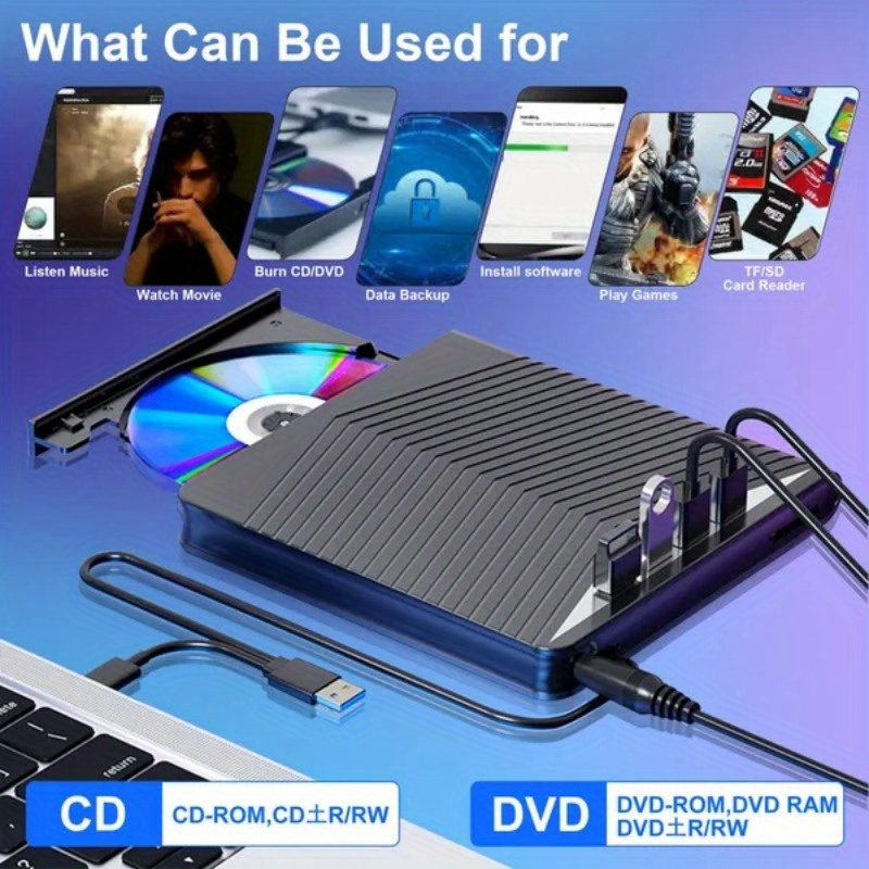 external blu ray drive dvd bd player read write portable   drive usb 3 0 and type c dvd burner blu ray drivecompatible with win7 win8 win10   os blu   blu ray version details 0